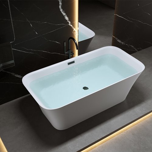 Wanna wolnostojąca czarny przelew oraz korek prostokątna 150 cm Viana Hydrosan