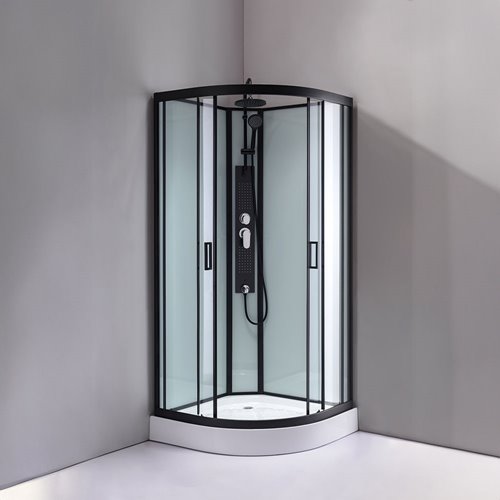 Biała kabina prysznicowa zabudowana 4 ściany na niskim brodziku 90x90 MO-0307