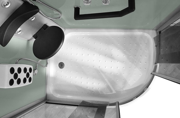 Kabina prysznicowa z hydromasażem na niskim brodziku białe ścianki 120x85 prawa MO-18220