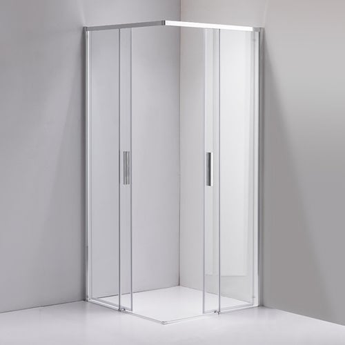 Chromowana kabina prysznicowa kwadratowa Super Slim Nova 80x80 drzwi rozsuwane