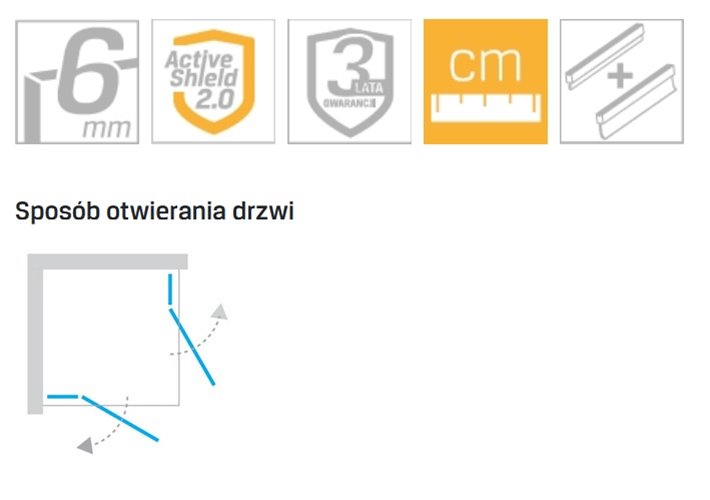 Kabina prysznicowa prostokątna 100x80 D-0105A/D-0107A New Renoma New Trendy