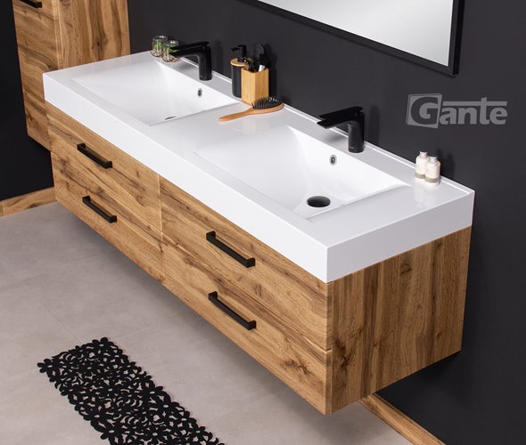 Szafka wisząca z umywalką 160 cm kolor dąb naturalny 50/4 NELA seria Fokus Loft Gante