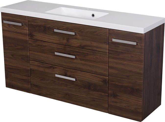 Szafka łazienkowa wisząca z umywalką 140 cm 39/3 Fokus kolor orzech