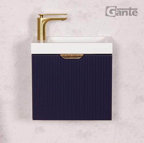 Szafka łazienkowa wisząca z umywalką granatowy mat 40 cm Fresco Gante