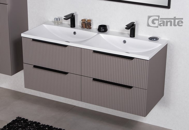 Szafka łazienkowa frezowana wisząca z umywalką 120 cm 46/4 Sydney kolor taupe