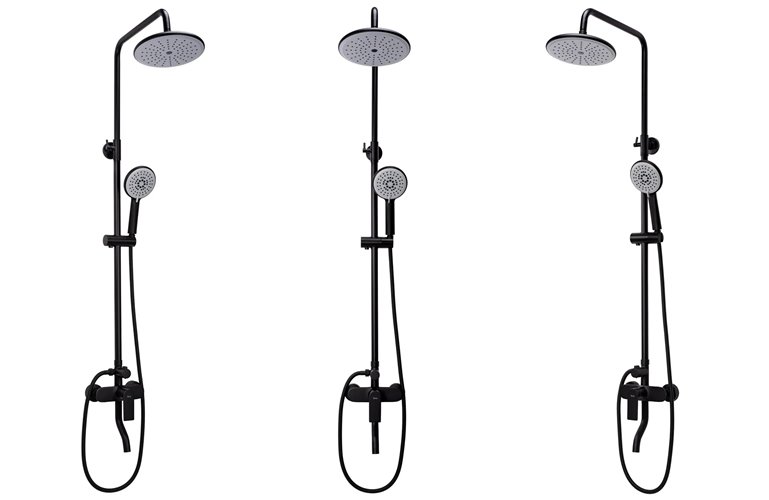 Czarny zestaw prysznicowy z wylewką Verso Rea Black