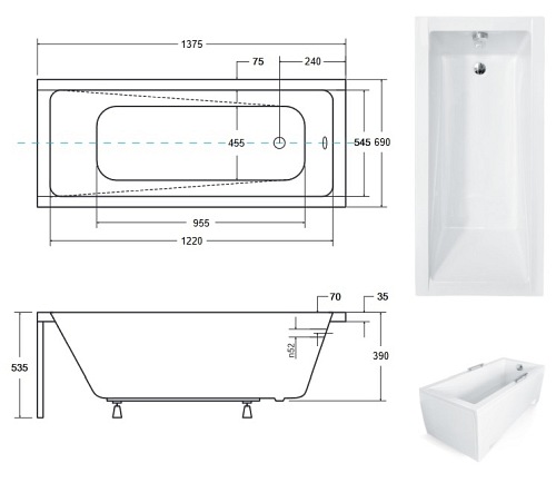 Wanna prostokątna 140 cm Modern Besco