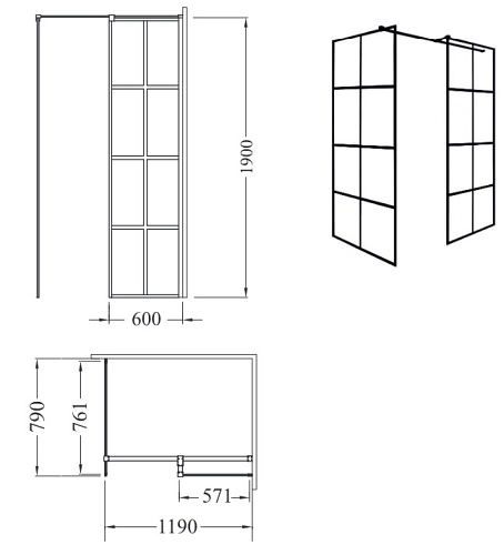 Kabina prysznicowa Walk In, ścianka 80x120 cm Excea  Besco