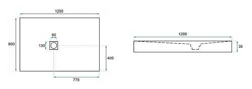 Brodzik prysznicowy kamienny, czarny 80x120 Stone Rea