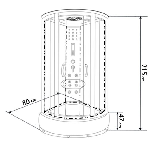 Kabina prysznicowa z hydromasażem głęboki brodzik czarne ściany 80x80