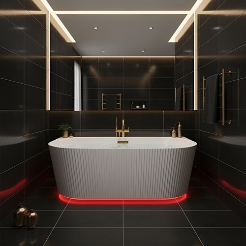 Wanna wolnostojąca przyścienna korek złoty szczotkowany 170 cm Carlo Led Hydrosan