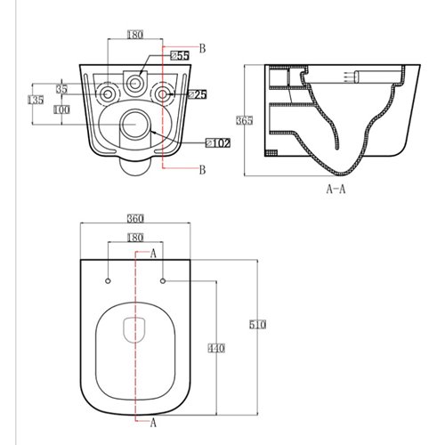 Zestaw podtynkowy stelaż CERSANIT MITO 40 MECH + miska VIVA-WH-02 + przycisk ENTER II czarny mat