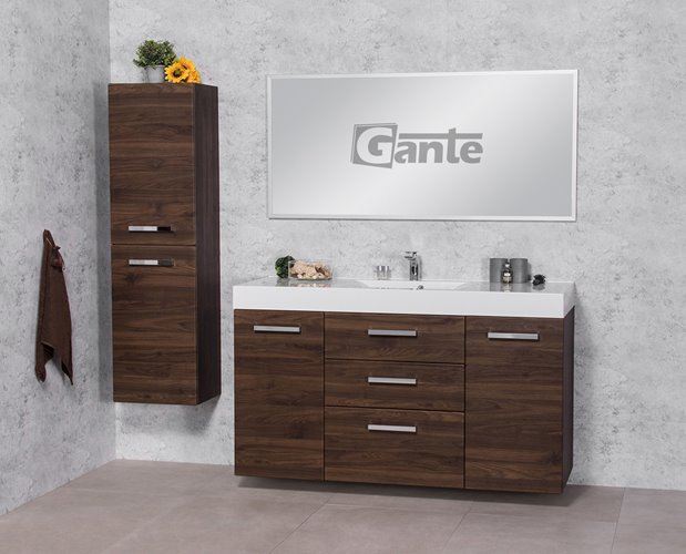 Szafka łazienkowa wisząca z umywalką 140 cm 50/3 Nela Fokus kolor orzech