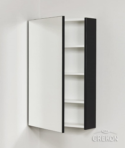 Czarna matowa szafka wisząca z lustrem 50x80 Victa