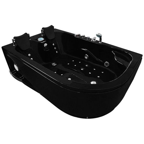 Czarna wanna z hydromasażem dwuosobowa 180x120 cm MO-1631BHC Lewa