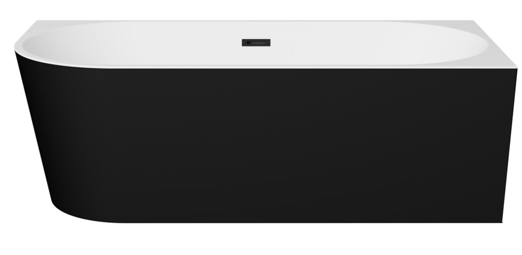 Wanna przyścienna czarno-biała narożna prawa syfon z przelewem czarny 170 cm Zoya B&W Besco WAS-170ZBPC