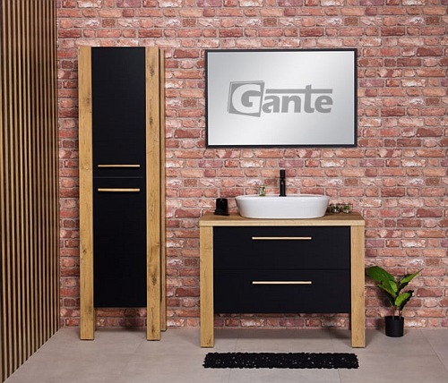 Stojąca szafka łazienkowa 100 cm czarny mat z umywalką Cortez Gante