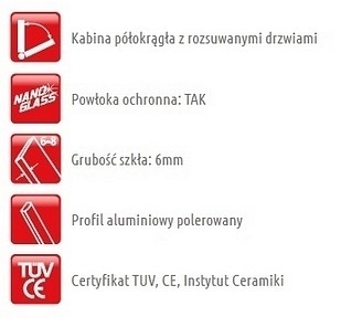 Kabina prysznicowa półokrągła 90x90 FF309 Treviso Atrium
