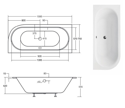 Wanna do zabudowy Avita Slim Besco lewa 160x75 cm