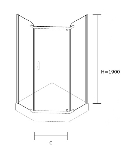 Czarna kabina prysznicowa, pięciokątna 80x80 Stylio BK501PTK+