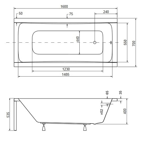 Wanna prostokątna 160 cm Optima Besco