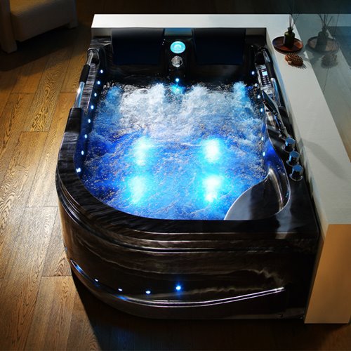 Czarna wanna z hydromasażem Venezia 761 Fala 180x120 lewa