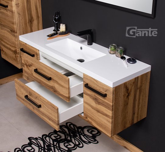 Szafka wisząca z umywalką 120 cm kolor dąb naturalny 39/2 seria Fokus Loft Gante