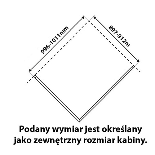 Kabina prysznicowa prostokątna otwierana 100x90 drzwi uchylne KZ03AC