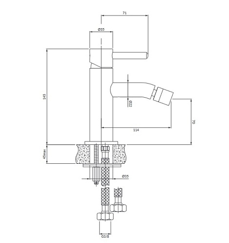 Bateria bidetowa Y1220CP Omnires Y miedź
