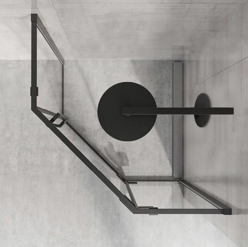 Czarna kabina prysznicowa pięciokątna 90x90 Diamond Rea