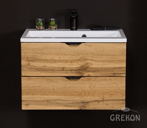 Szafka łazienkowa z umywalką wisząca dąb naturalny 60 cm Victa Gante