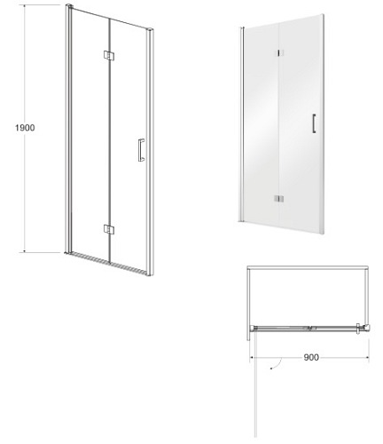 Drzwi prysznicowe składane harmonijkowe 90 cm Exo-H Besco