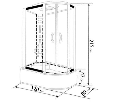 Kabina prysznicowa z hydromasażem i sauną 120x80 7106S Lewa