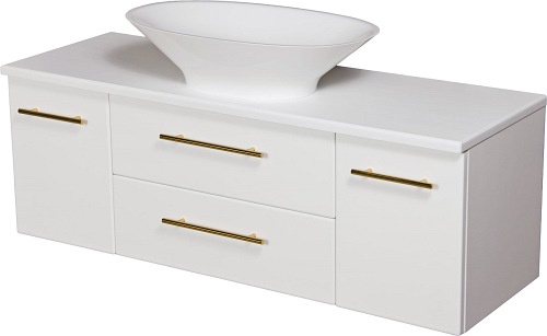Szafka wisząca biały mat z umywalką nablatową 120 cm Belli Gold Gante