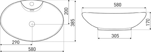 Czarna umywalka nablatowa 58 cm KR-139 BLM Kerra