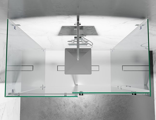 Kabina prysznicowa trójścienna 140x80x80 cm szkło 8mm mrożone profile złoty połysk Swiss Liniger