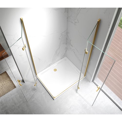 Złota kabina prysznicowa drzwi składane prostokątna 120x90 KZ13CG