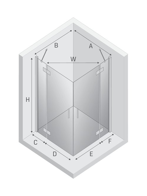 Kabina prysznicowa drzwi podwójne kolor złoto szczotkowane 90x100 cm K-4467 New Trendy Nesta Gold Brushed