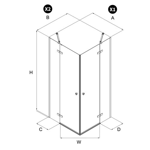 Kabina prysznicowa New Trendy Kalibra 2D drzwi podwójne uchylne kolor chrom 110x120 cm K-5094