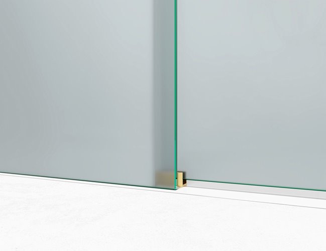 Drzwi prysznicowe rozsuwane prawe/lewe do wnęki 161-167 cm szkło 8mm mleczne profile złoty mat Swiss Liniger