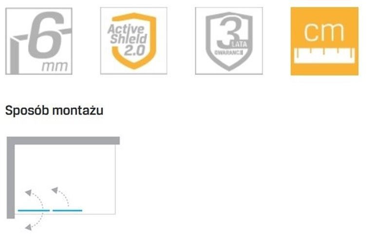 Parawan wannowy składany 110x140 cm lewy New Soleo P-0163 Gunmetal Brushed