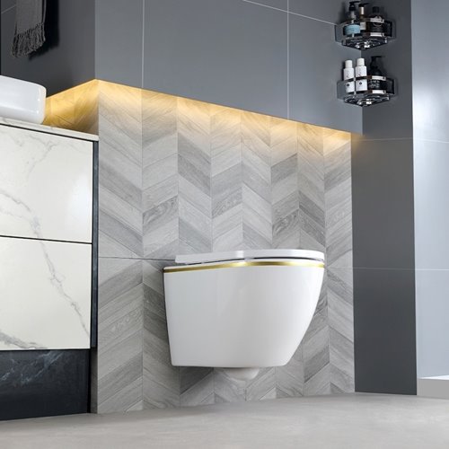 Zestaw podtynkowy stelaż GEBERIT DUOFIX + miska PEAK-WH-GL-RIM-02 + przycisk DELTA 30 biały