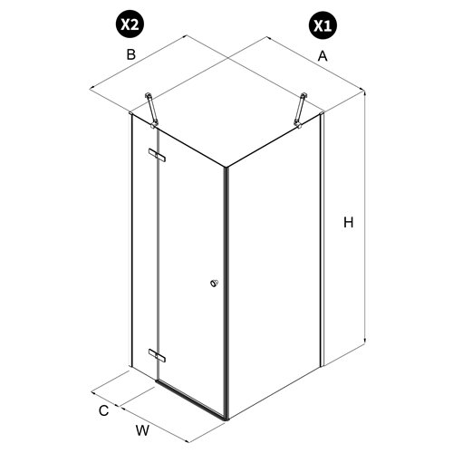 Kabina prysznicowa New Trendy Kalibra 1D drzwi uchylne lewe kolor chrom 100x90 cm K-5011