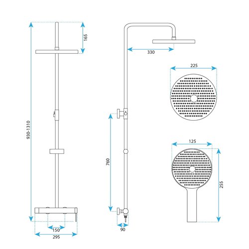 Zestaw prysznicowy natynkowy miedź szczotkowana Foss Clif Rea