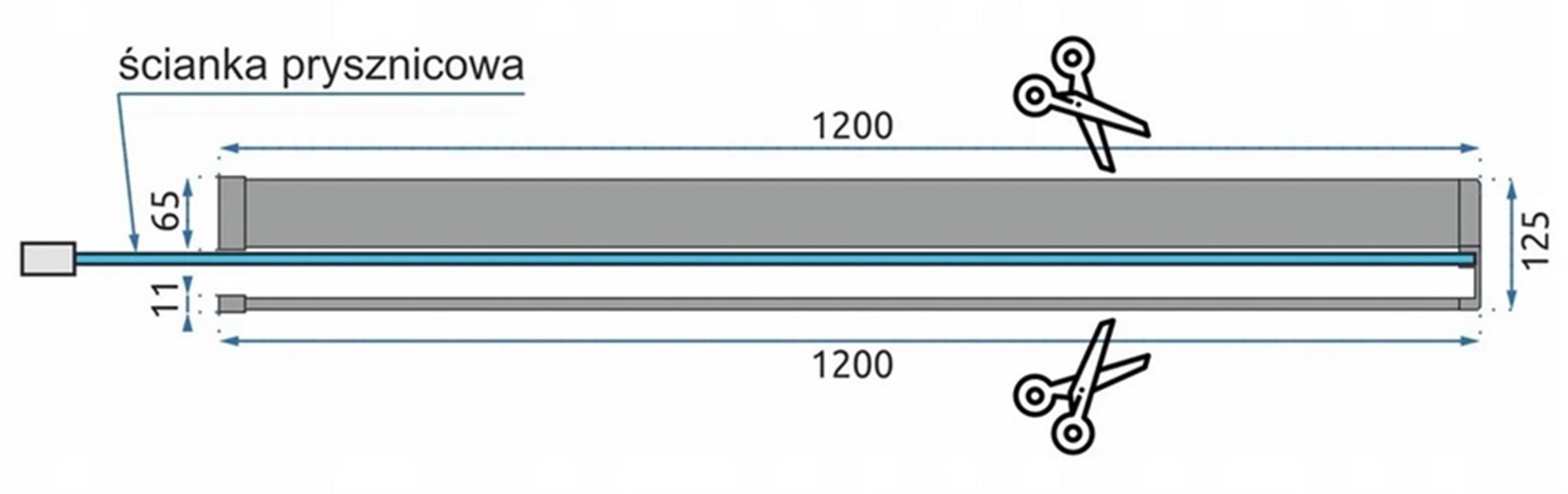 Złota ścianka prysznicowa z półką i wieszakiem 110 cm Aero Gold Evo Rea