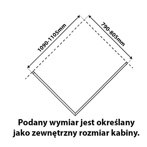 Kabina prysznicowa prostokątna 80x110 KZ103B