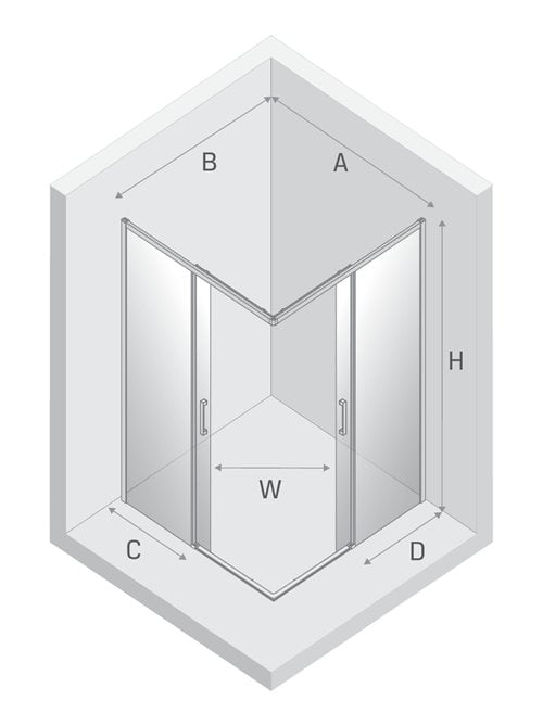 Kabina prysznicowa prostokątna 90x110 kolor stalowy D-0883A/D-0888A Prime New Trendy Gunmetal Brushed