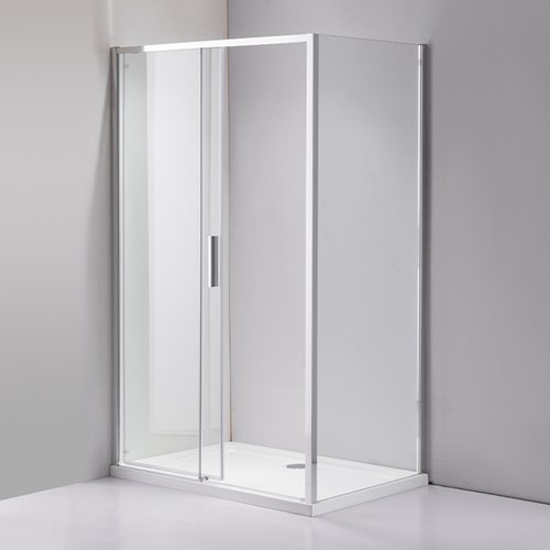 Chromowana prostokątna kabina prysznicowa Super Slim Nova 100x90 drzwi rozsuwane