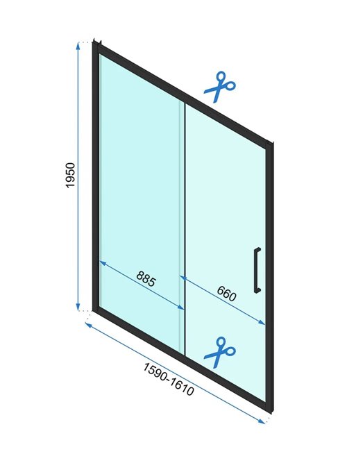 Kabina prysznicowa trójścienna prostokątna drzwi rozsuwane 160x90 Rapid Slide Rea