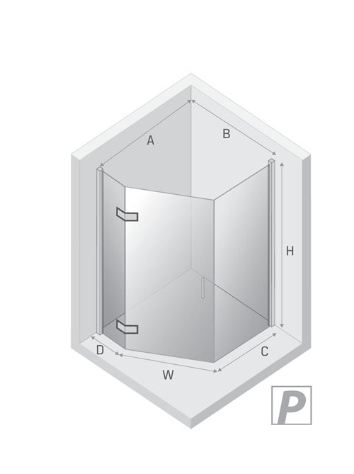 Kabina prysznicowa pięciokątna prawa drzwi uchylne kolor złoto szczotkowane 100x80 cm K-4488 New Trendy Nesta Gold Brushed